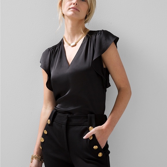 White House Black Market Tops - White House Black Market Flutter-Sleeve V-Neck Top